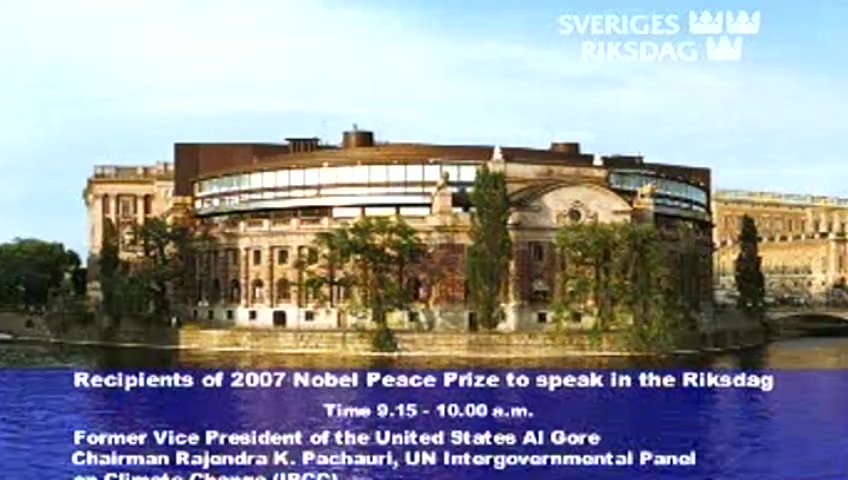 Stillbild från sam-övrigt: Fredspristagare talar i riksdagen