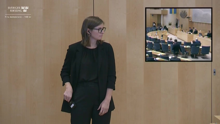 Stillbild från Budgetdebatt: Debatt med anledning av budgetpropositionens avlämnande - teckenspråkstolkad