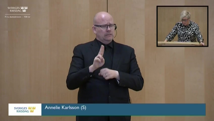 Stillbild från Övrigt kammaren: Prövning av förslag till statsminister – teckenspråkstolkat