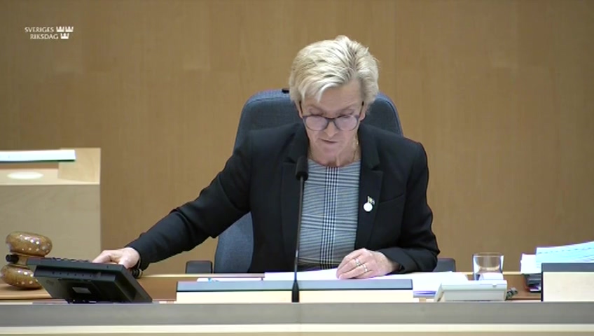 Stillbild från debatten i kammaren