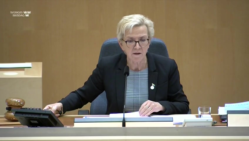 Stillbild från debatten i kammaren