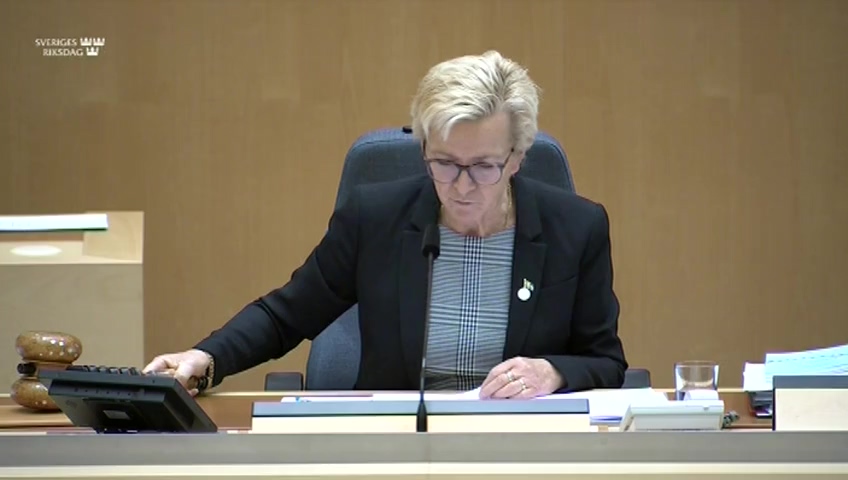 Stillbild från debatten i kammaren