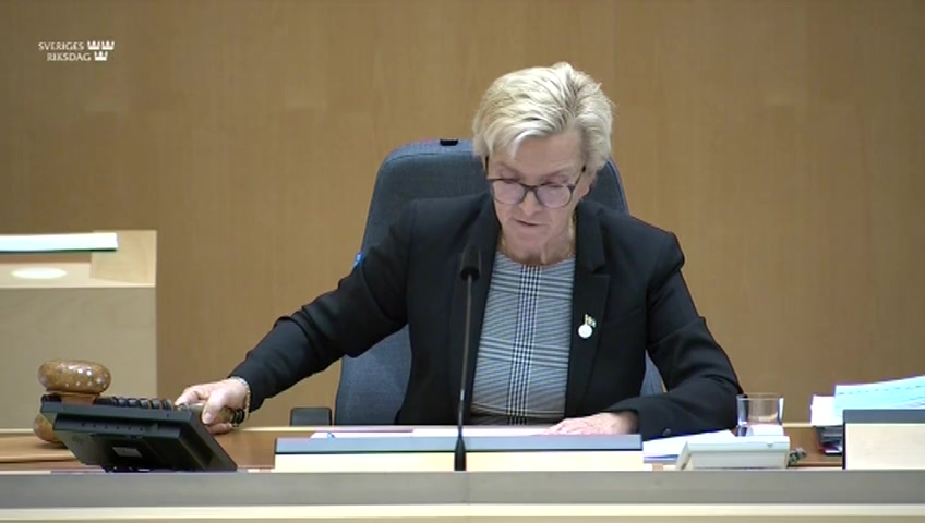 Stillbild från debatten i kammaren