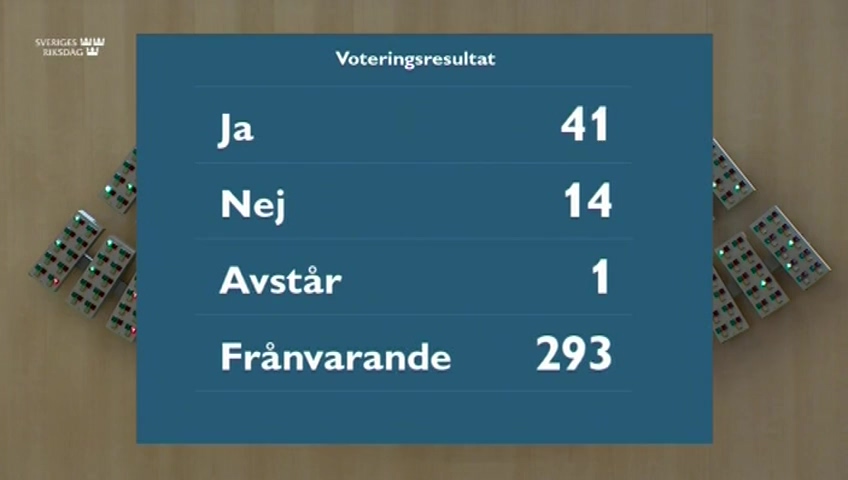Stillbild från debatten i kammaren