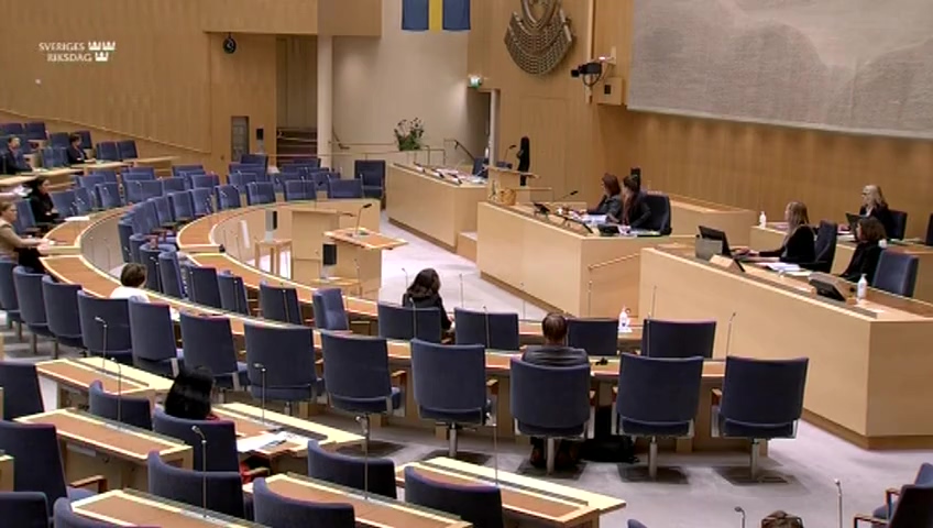 Stillbild från debatten i kammaren