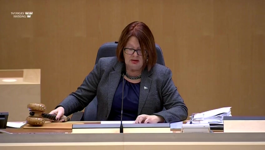 Stillbild från debatten i kammaren