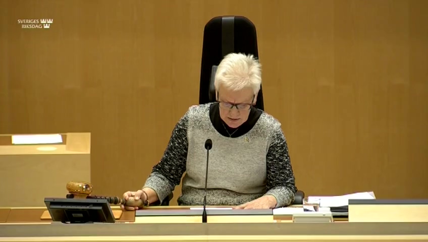 Stillbild från debatten i kammaren