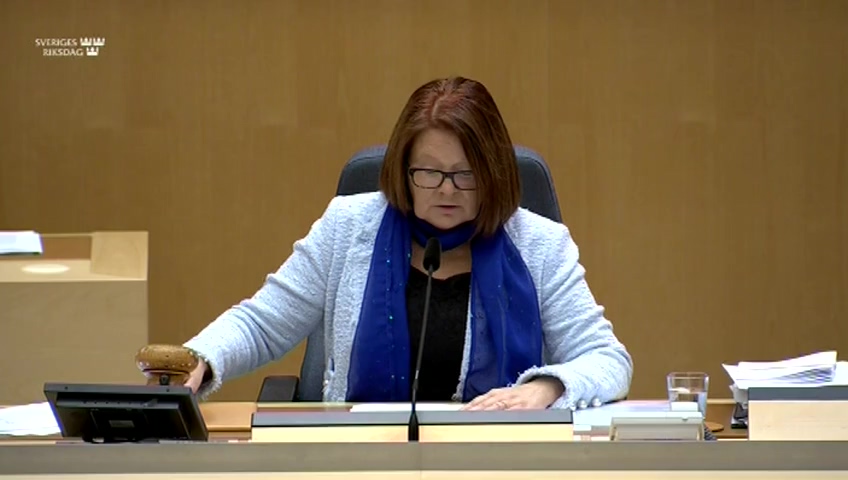 Stillbild från debatten i kammaren
