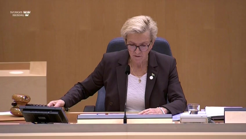 Stillbild från debatten i kammaren