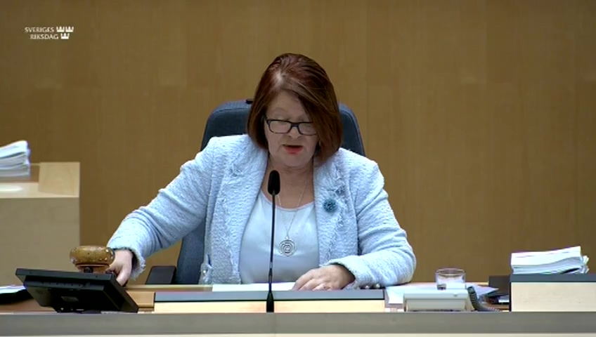 Stillbild från debatten i kammaren