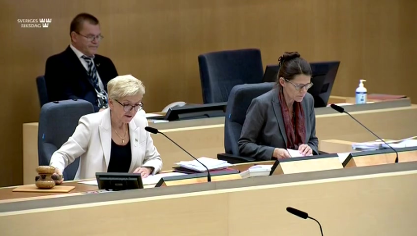 Stillbild från debatten i kammaren