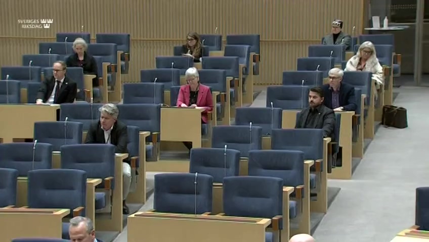 Stillbild från debatten i kammaren