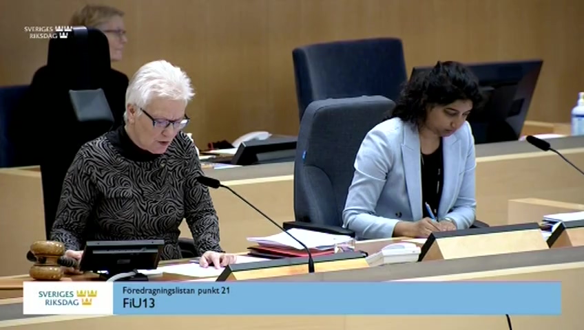 Stillbild från Debatt om förslag: Anpassade tillståndskrav för tjänstepensionskassor