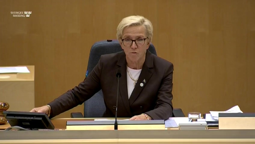Stillbild från debatten i kammaren