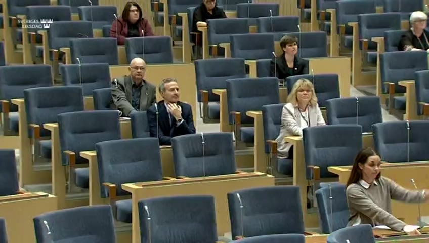 Stillbild från debatten i kammaren