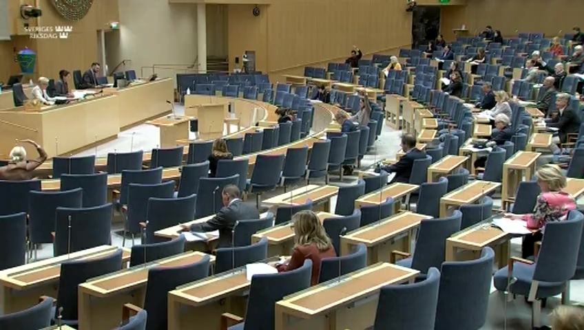 Stillbild från debatten i kammaren
