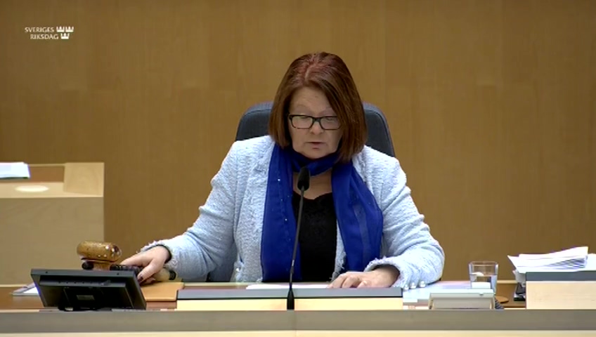 Stillbild från debatten i kammaren