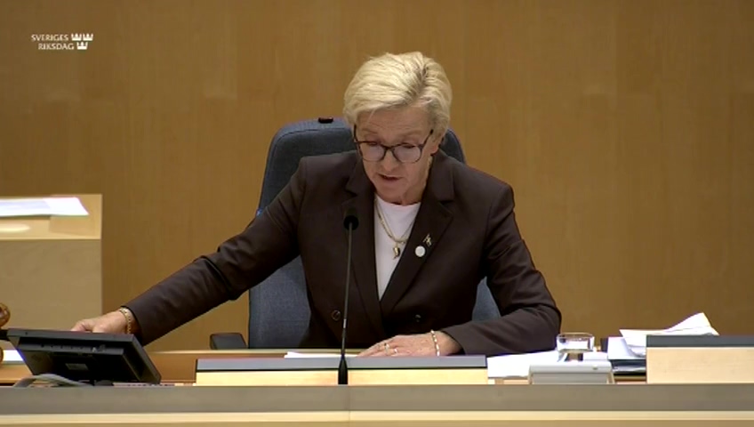 Stillbild från debatten i kammaren