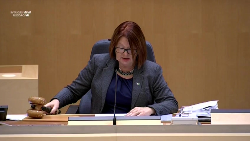 Stillbild från debatten i kammaren