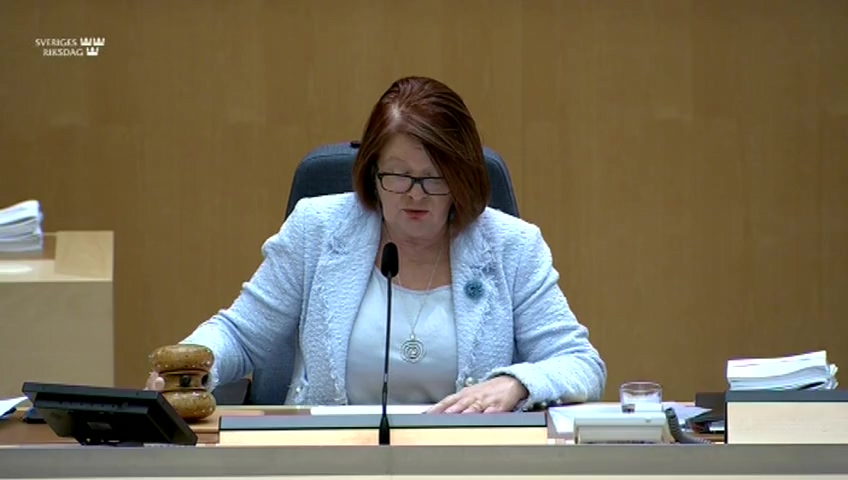 Stillbild från debatten i kammaren