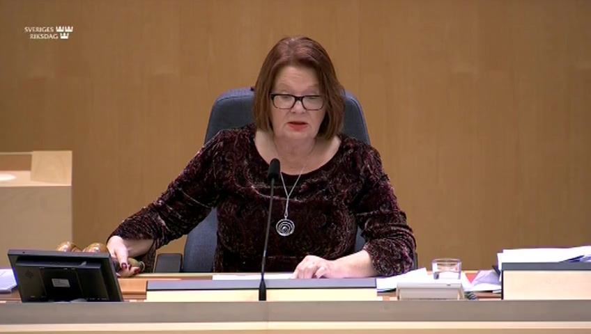 Stillbild från debatten i kammaren