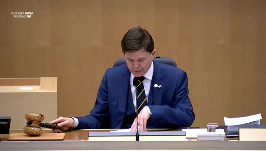Stillbild från debatten i kammaren