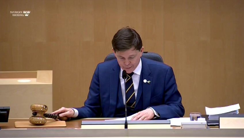 Stillbild från debatten i kammaren
