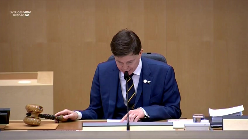 Stillbild från debatten i kammaren