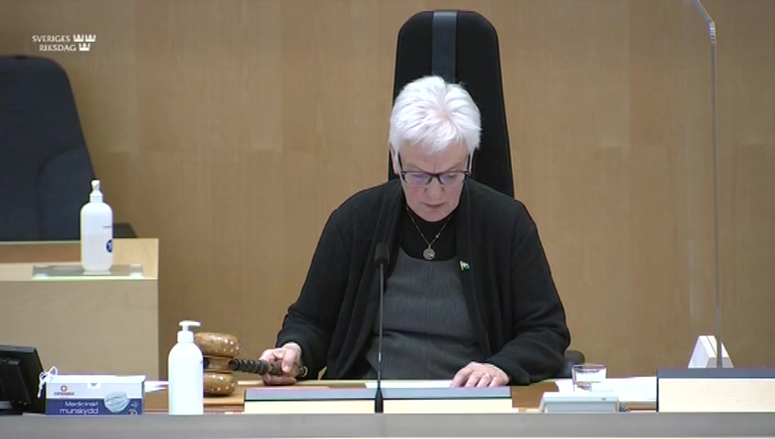 Stillbild från debatten i kammaren