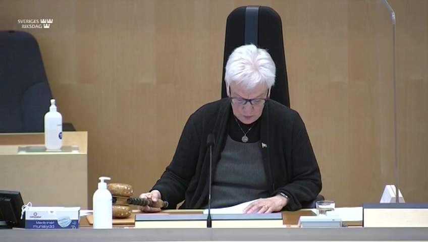 Stillbild från debatten i kammaren