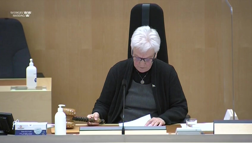 Stillbild från debatten i kammaren