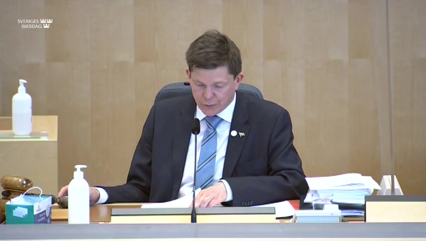 Stillbild från debatten i kammaren