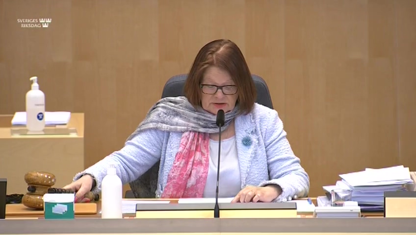 Stillbild från debatten i kammaren