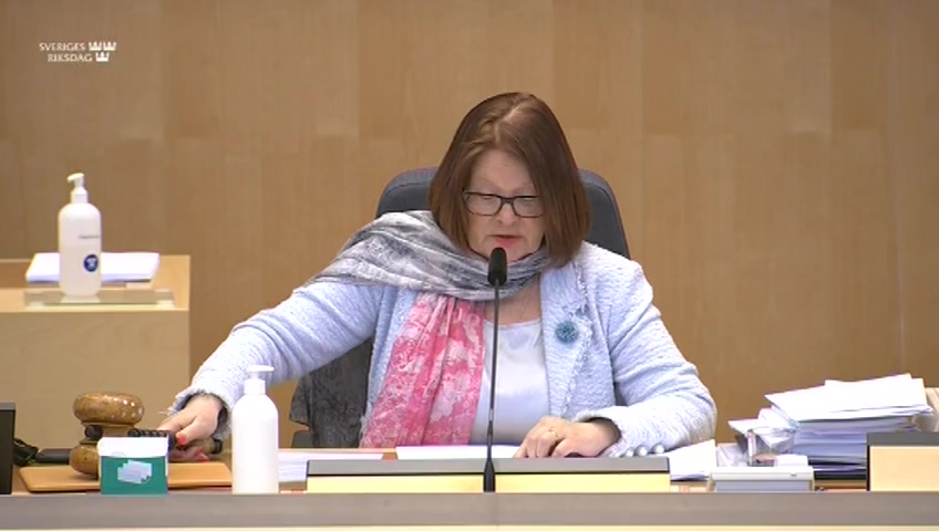 Stillbild från debatten i kammaren