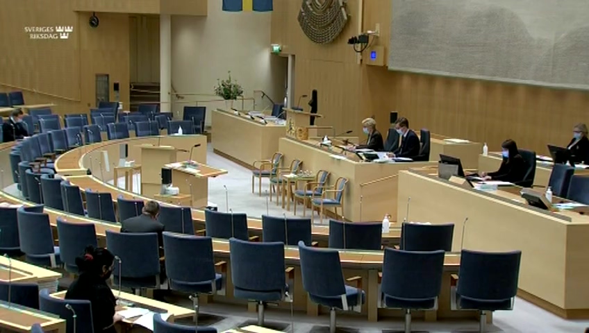 Stillbild från debatten i kammaren