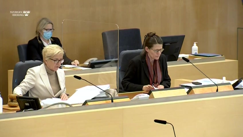 Stillbild från debatten i kammaren