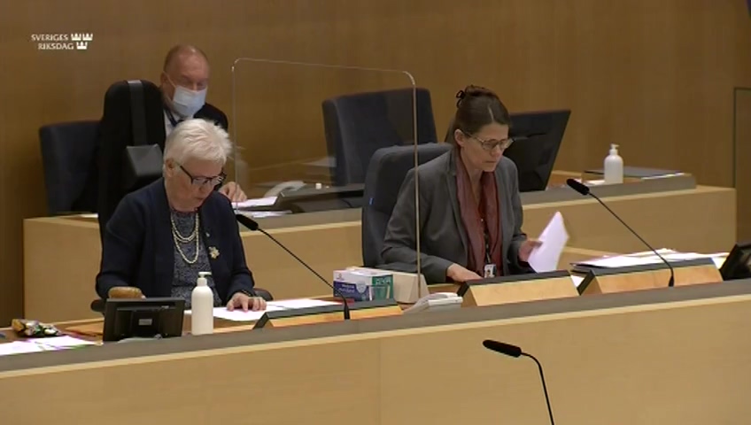 Stillbild från debatten i kammaren