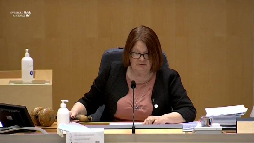 Stillbild från debatten i kammaren