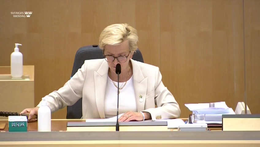 Stillbild från debatten i kammaren