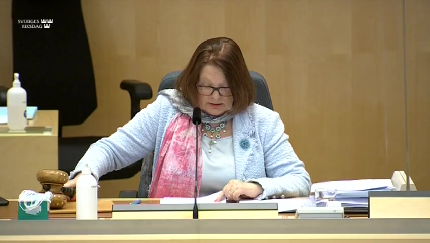 Stillbild från debatten i kammaren