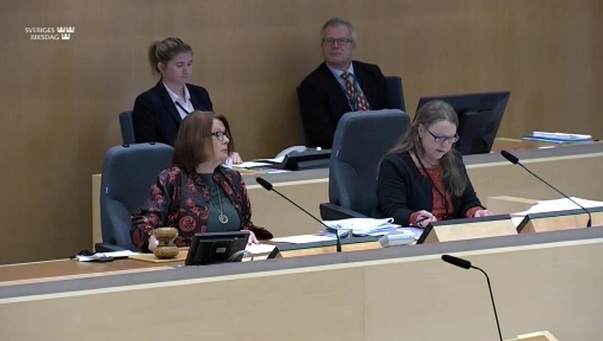 Stillbild från debatten i kammaren