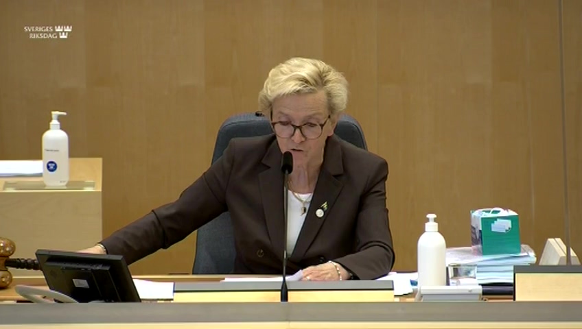 Stillbild från debatten i kammaren