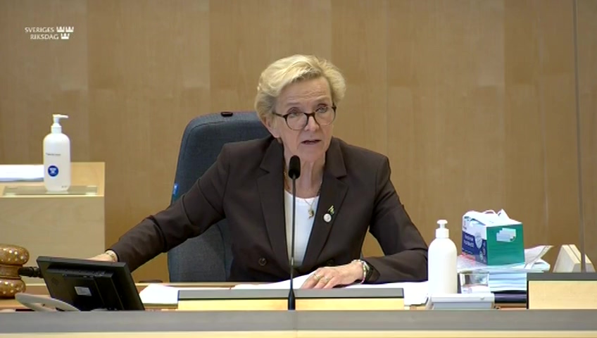 Stillbild från debatten i kammaren