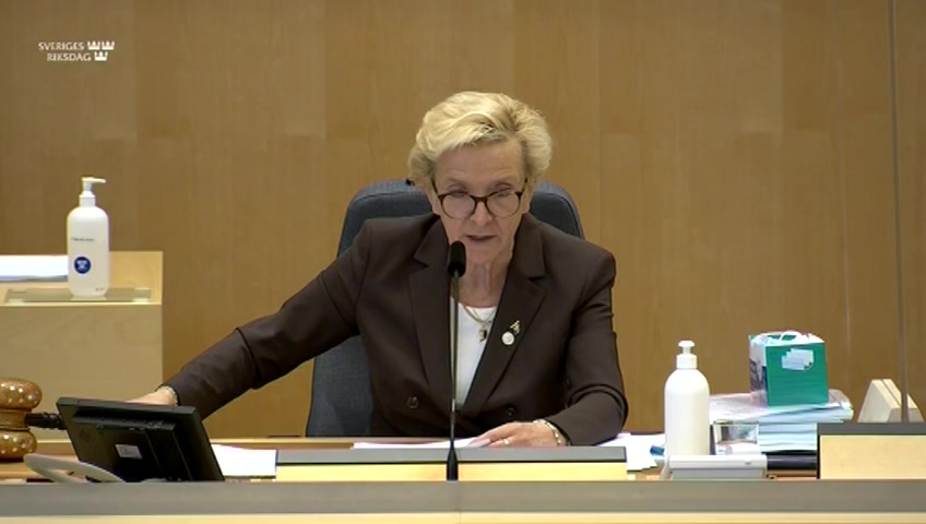 Stillbild från debatten i kammaren