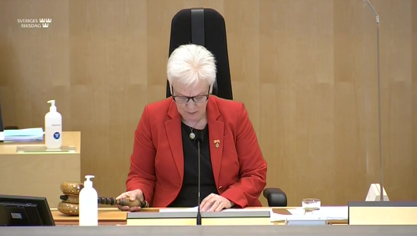 Stillbild från debatten i kammaren