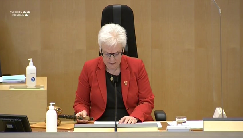 Stillbild från debatten i kammaren