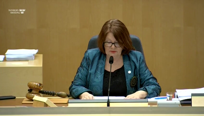 Stillbild från debatten i kammaren