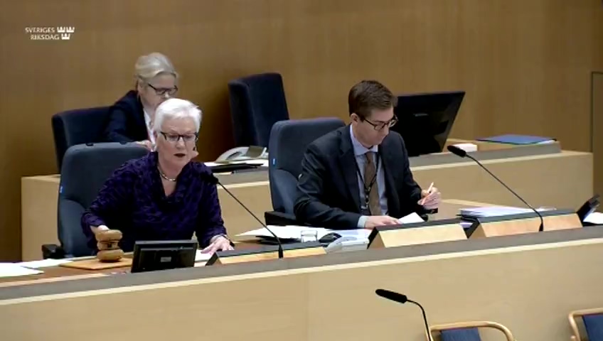 Stillbild från debatten i kammaren