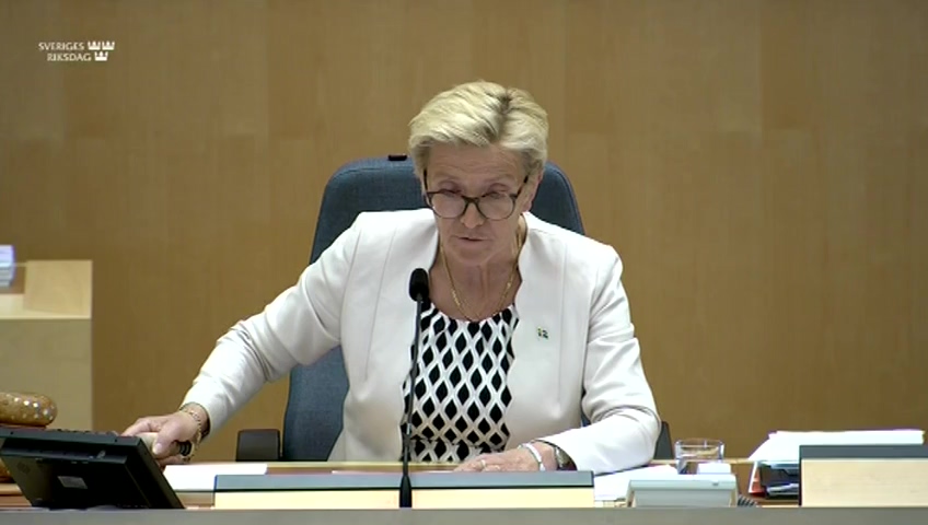 Stillbild från debatten i kammaren