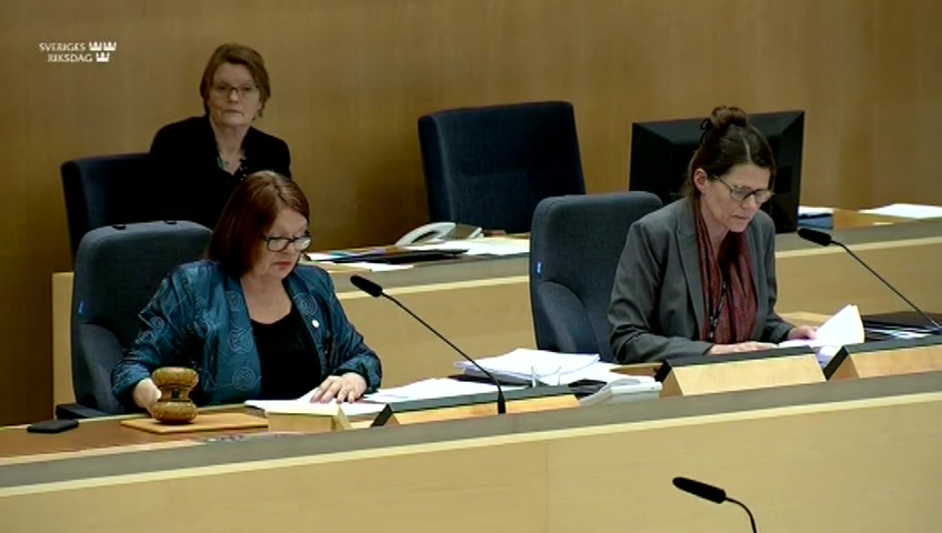 Stillbild från debatten i kammaren